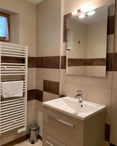 a bathroom with a sink and a mirror at Domaine Saint Julien in Buis-les-Baronnies