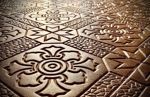 a wooden floor with a design on it at Terrazza Mirabella in Gavirate
