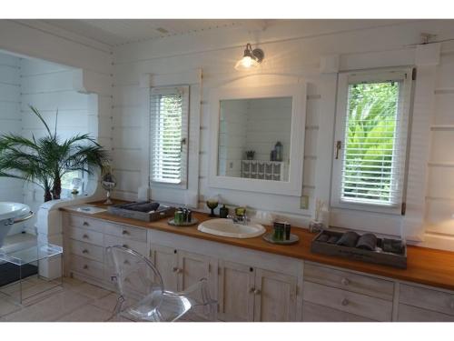 a bathroom with a sink and a mirror at Hotel Shiki no Kura - Vacation STAY 29695v in Kawazu