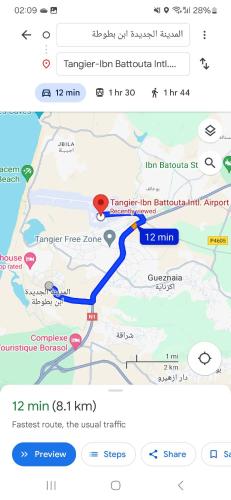 a map of the route of a train at Beachfront Gorgeous Flat in Tangier in Tangier