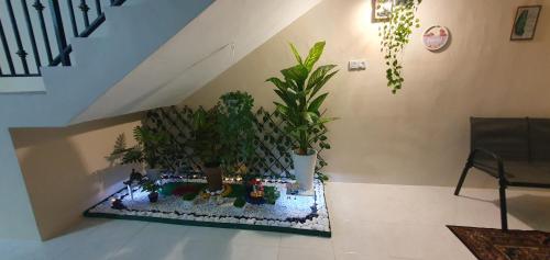 a room with potted plants on a floor at Idaman villa homestay in Batu Gajah