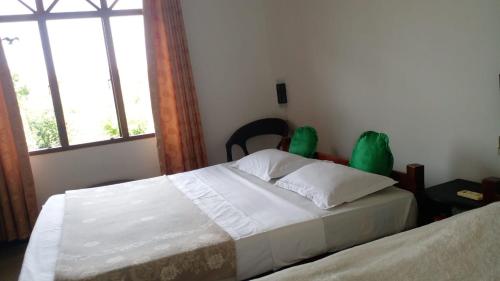 a bedroom with two beds and two windows at Samudra resort polonaruwa Road in Habarana