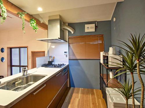 a kitchen with a sink and a counter at 旅タイム 住吉晴空 - 住吉大社周辺 in Osaka