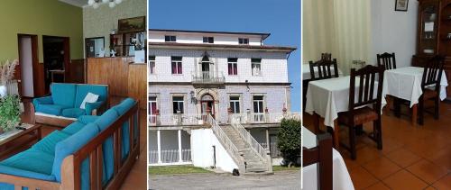 two pictures of a room with a building at Catavento Turístico in Feiteira de Dentro