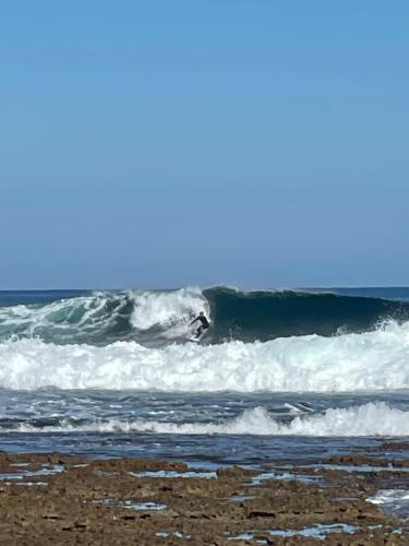 a surfer is riding a wave in the ocean at Quelle Vue Huskisson in Huskisson