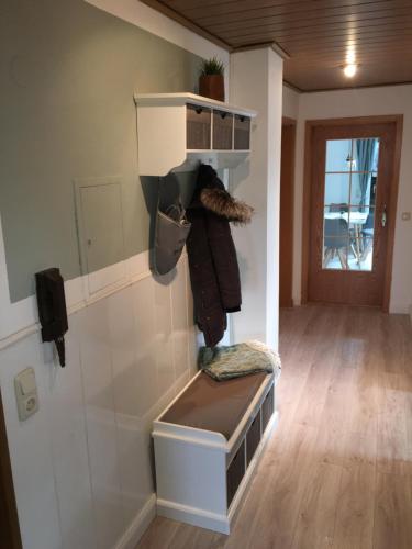 a room with a closet with a bed in it at Ferienwohnung Brehm in Bad Staffelstein