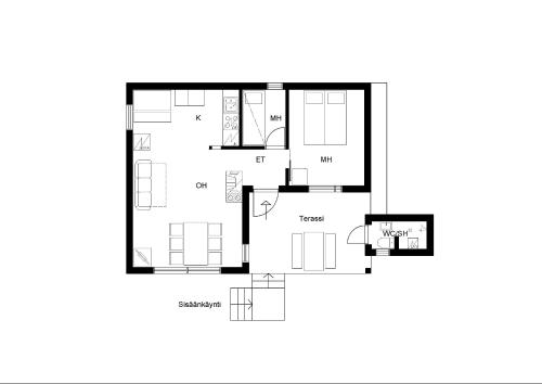 a floor plan of a house at Pyhtään Vuokramökit in Tuuski