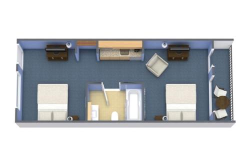 aometric view of a room with a floor plan at Breakers Resort Hotel in Myrtle Beach