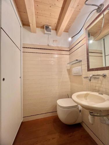 a bathroom with a toilet and a sink at Appartamenti Forhotel in Livigno