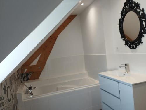 a bathroom with a sink and a mirror at Casa Adam's in Saint-Jean-le-Thomas