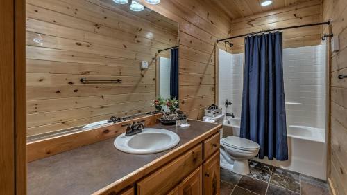 a bathroom with a sink and a toilet and a tub at Memory Maker in Blue Ridge