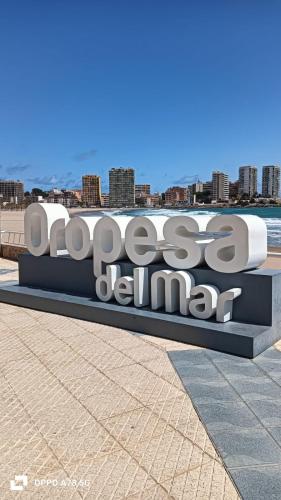 a large sign that reads forestell park with a city in the background at Chalet de la playa in Oropesa del Mar
