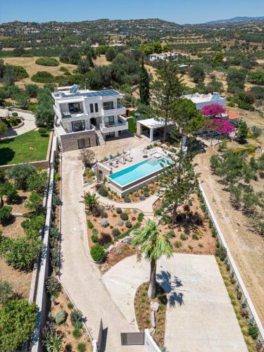 an aerial view of a villa with a swimming pool at Alhena Pavilion in Bouzéïka