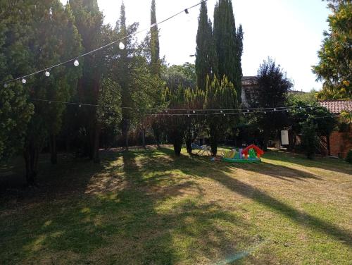 a yard with a group of trees and a playground at MARIA HOLIDAY HOMES La Pineta di Sinalunga in Sinalunga