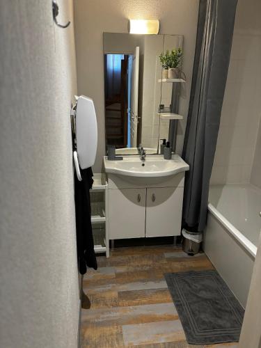 une salle de bain avec un lavabo et une baignoire dans l'établissement Apparemment 4 personnes 449 les Jasses de Camargue, à Gallargues-le-Montueux