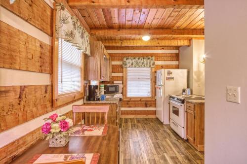 a kitchen with wooden walls and wooden floors at Leather And Lace #1615 in Gatlinburg