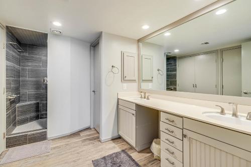 a bathroom with a sink and a shower at Modern Comfort and Coastal Charm in Port Aransas