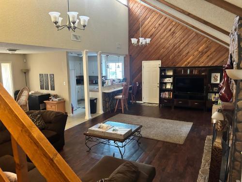 a living room with a couch and a table at Quite and Retirement Home in Montgomery