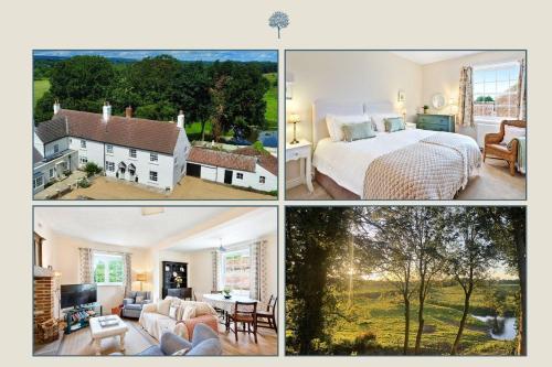 a collage of pictures of a bedroom and a house at Moat Cottage, Newby Hall, Ripon, North Yorkshire in Copt Hewick