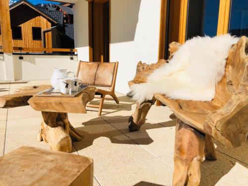 Ruang duduk di Appartement Cocooning-sauna-jacuzzi