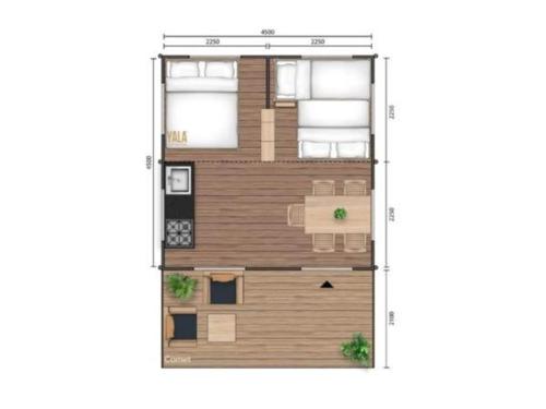 a floor plan of a tiny house at Camping Miramar Playa - tienda familiar in Torredembarra