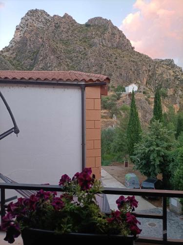 a view from the balcony of a mountain at El mirador del río de Arnedillo in Arnedillo