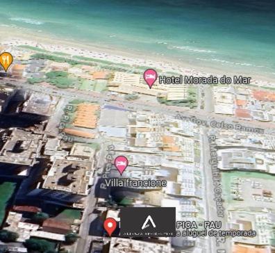 a map of a city with two red balloons at Residencial Alianza - Departamento 301 de 2 habitaciones in Bombinhas