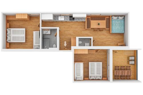 a rendering of a floor plan of a house at Berghaus Schröcken - Hotel Apartments Spa in Schröcken