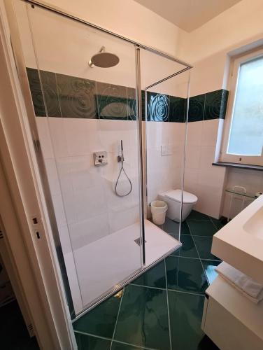 a bathroom with a shower with a sink and a toilet at Villa Anna Maria Positano in Positano