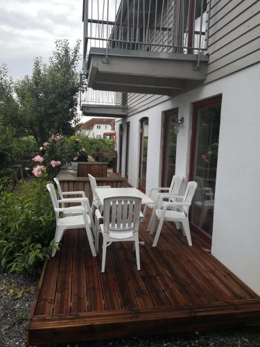 Balkoni atau teres di Ferienhaus "Zur alten Bäckerei Rügen"