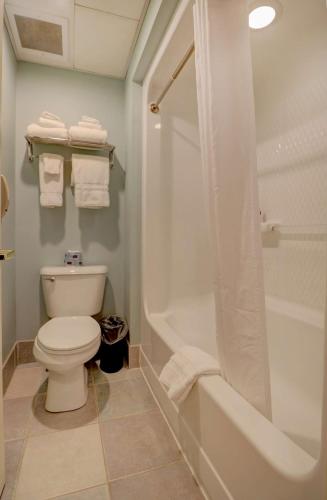 a bathroom with a white toilet and a shower at Senator Inn & Spa in Augusta