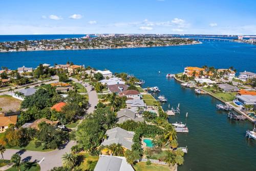 an aerial view of a harbor with houses and boats at Peaceful Haven Waterfront Home Tierra Verde in Tierra Verde