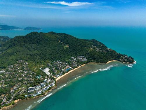 an aerial view of an island in the ocean at Catnip Seaside Hotel&Cafe in Ban Huai Luk (1)