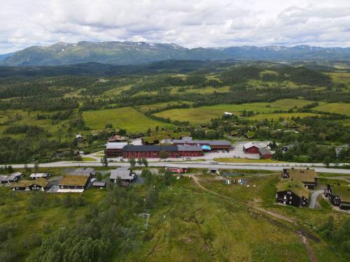 an aerial view of a small village in the mountains at Rauland Høgfjellshotell in Rauland