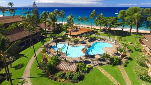 an aerial view of a resort with a swimming pool at Aston Maui Kaanapali Villas in Lahaina