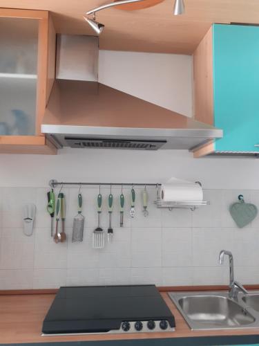 a kitchen with a sink and utensils on the wall at Luledielli in Montecilfone