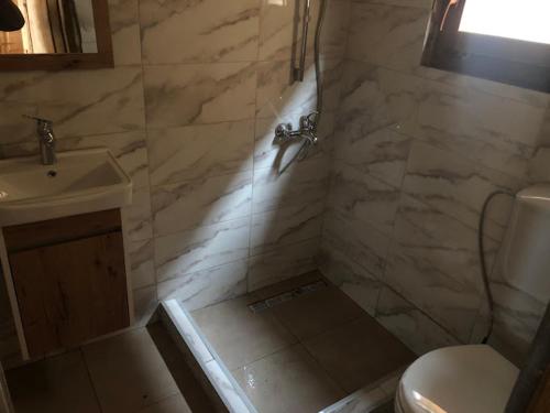 a bathroom with a toilet and a sink at Villa Klodi in Boge