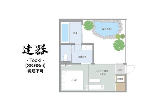 a floor plan of a small house at 日本旅館 器 別府鉄輪 nihonryokan utsuwa beppukannnawa in Beppu