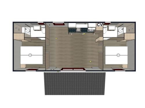 a floor plan of a room with a garage at Camping De Bosrand in Sint Geertruid