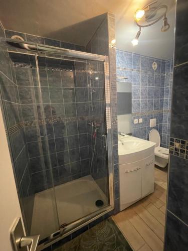 Et badeværelse på Appartement rez de jardin