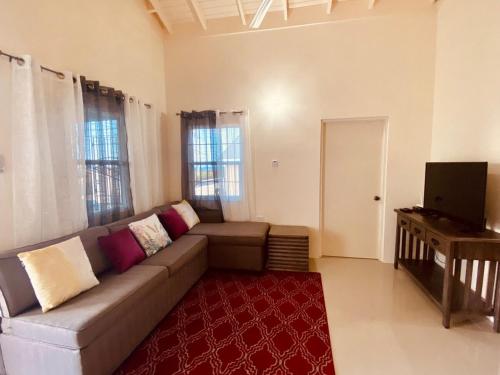 a living room with a couch and a television at Jhadano 3br Pool & Gym Shuttle Gated in Florence Hall