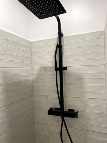 une douche avec pommeau de douche dans une salle de bain dans l'établissement Appartement moderne & calme Paris Sacré coeur, à Paris