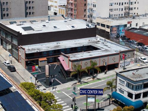 an overhead view of a building in a city at Alexis Park San Francisco in San Francisco
