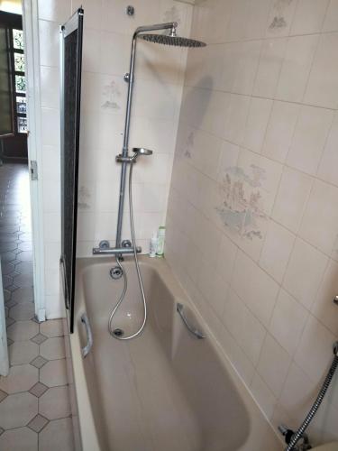une salle de bain avec baignoire et douche dans l'établissement Maison et Appartement, à La Courneuve