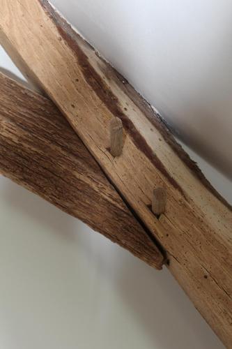 a wooden beam on top of a ceiling at Amazing renovated Loire Valley gite in La Pellerine