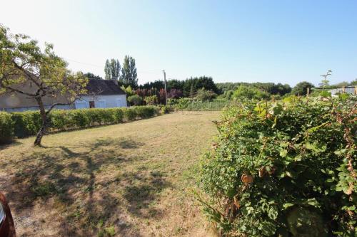a yard with bushes and a tree and a house at Amazing renovated Loire Valley gite in La Pellerine