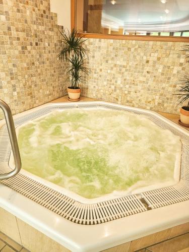 a jacuzzi tub in a bathroom at Hotel St. Pankraz in San Pancrazio dʼUltimo