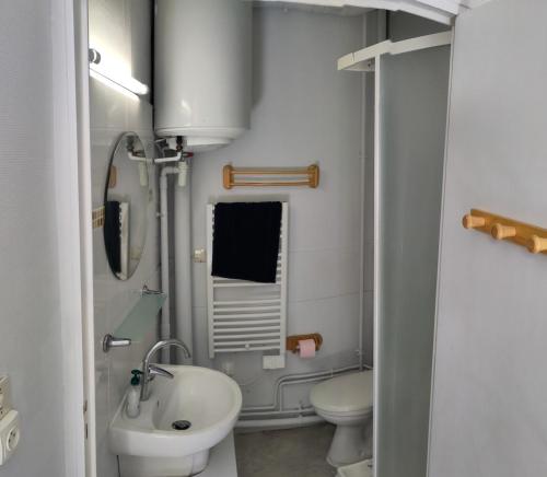 une petite salle de bain avec un lavabo et des toilettes dans l'établissement STUDIO Centre Ville, à Aurillac