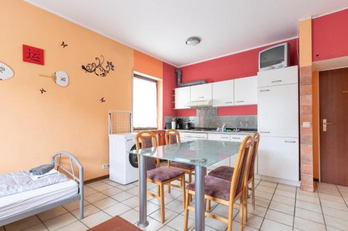 Kuchyň nebo kuchyňský kout v ubytování Arbeiterapartment mit 2 Betten, Küche, Bad