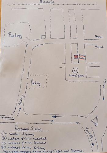 a sketch of a plan for a park at Roummi Suite Mirtos in Myrtos